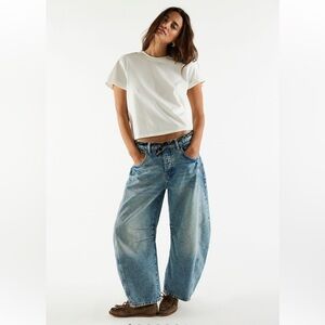 Free People NWOT Good Luck Barrel Jeans